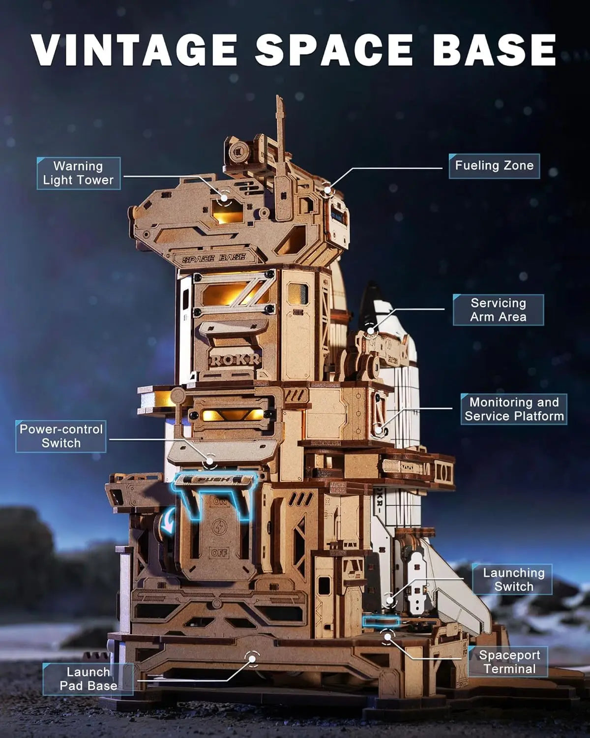 Space Shuttle Launch Pad 3D Wooden Puzzle – 446 Pieces