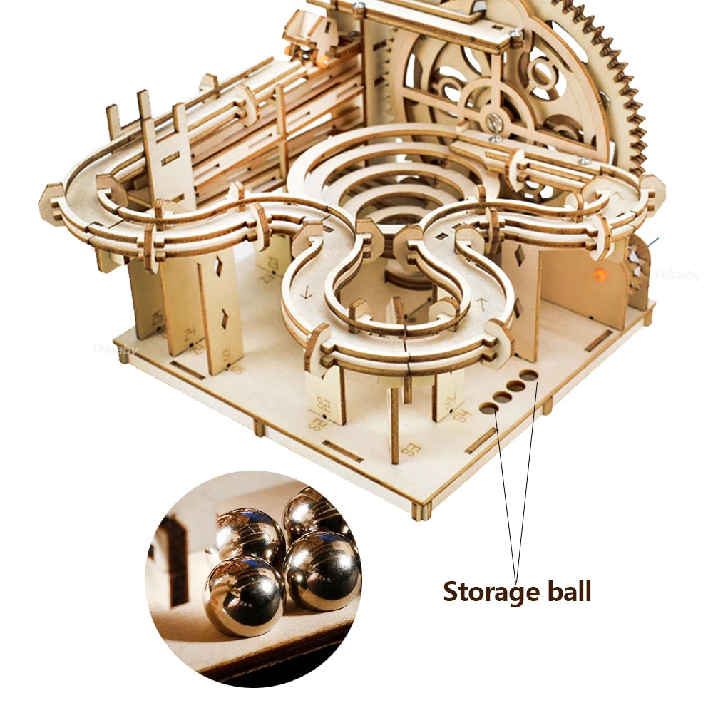 3D Wooden Puzzle Marble Run