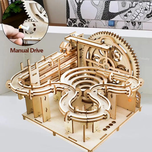 3D Wooden Puzzle Marble Run