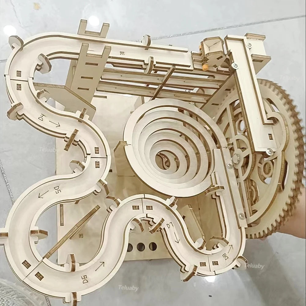 3D Wooden Puzzle Marble Run
