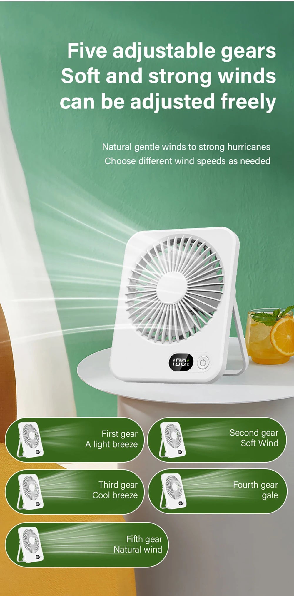 Portable Desktop Fan 180°