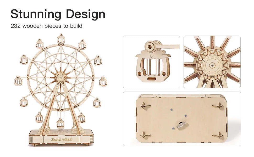 3D Wooden Ferris Wheel Music Box Puzzle – 232 Pieces