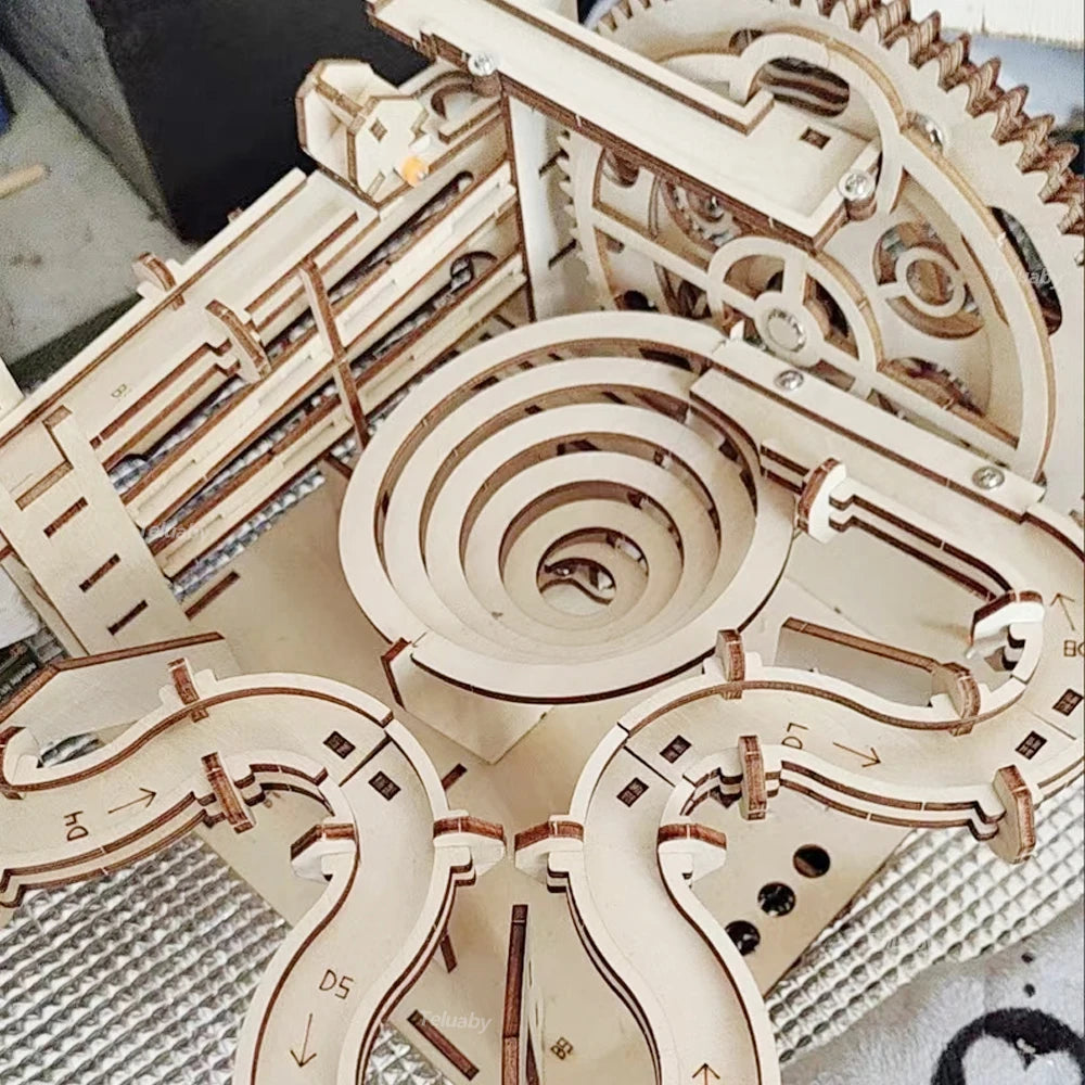 3D Wooden Puzzle Marble Run