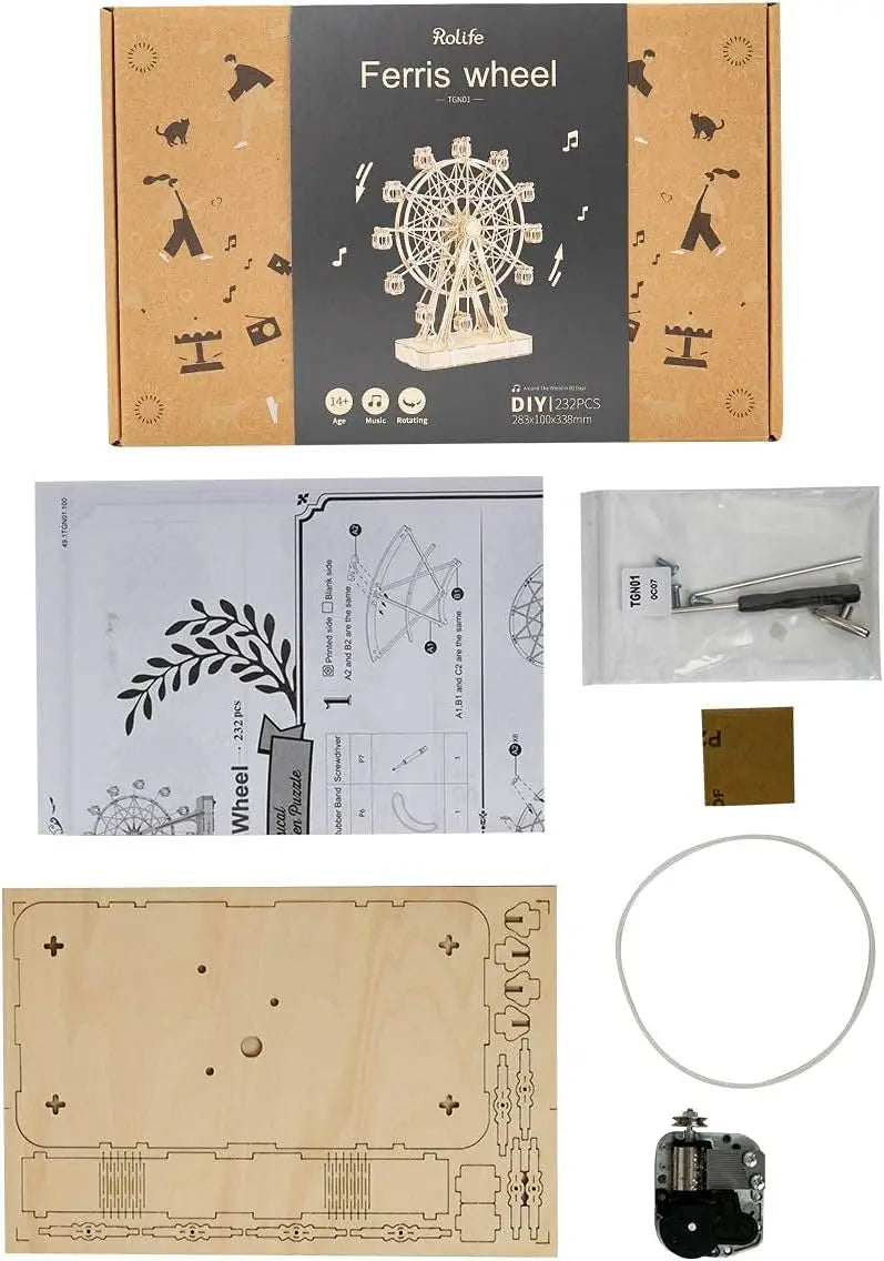 3D Wooden Ferris Wheel Music Box Puzzle – 232 Pieces