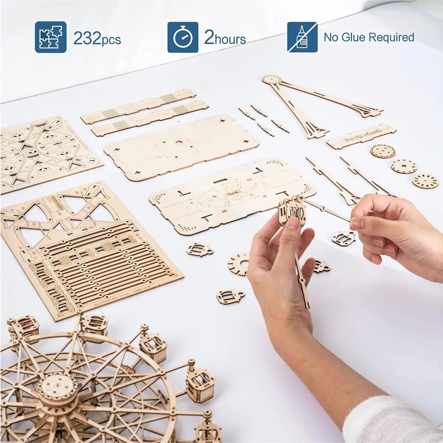 3D Wooden Ferris Wheel Music Box Puzzle – 232 Pieces